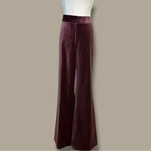 NWT Kobi Halperin ‘Nile’ High-Rise Velvet Wide Leg Pants in “Red Wine” Size 10